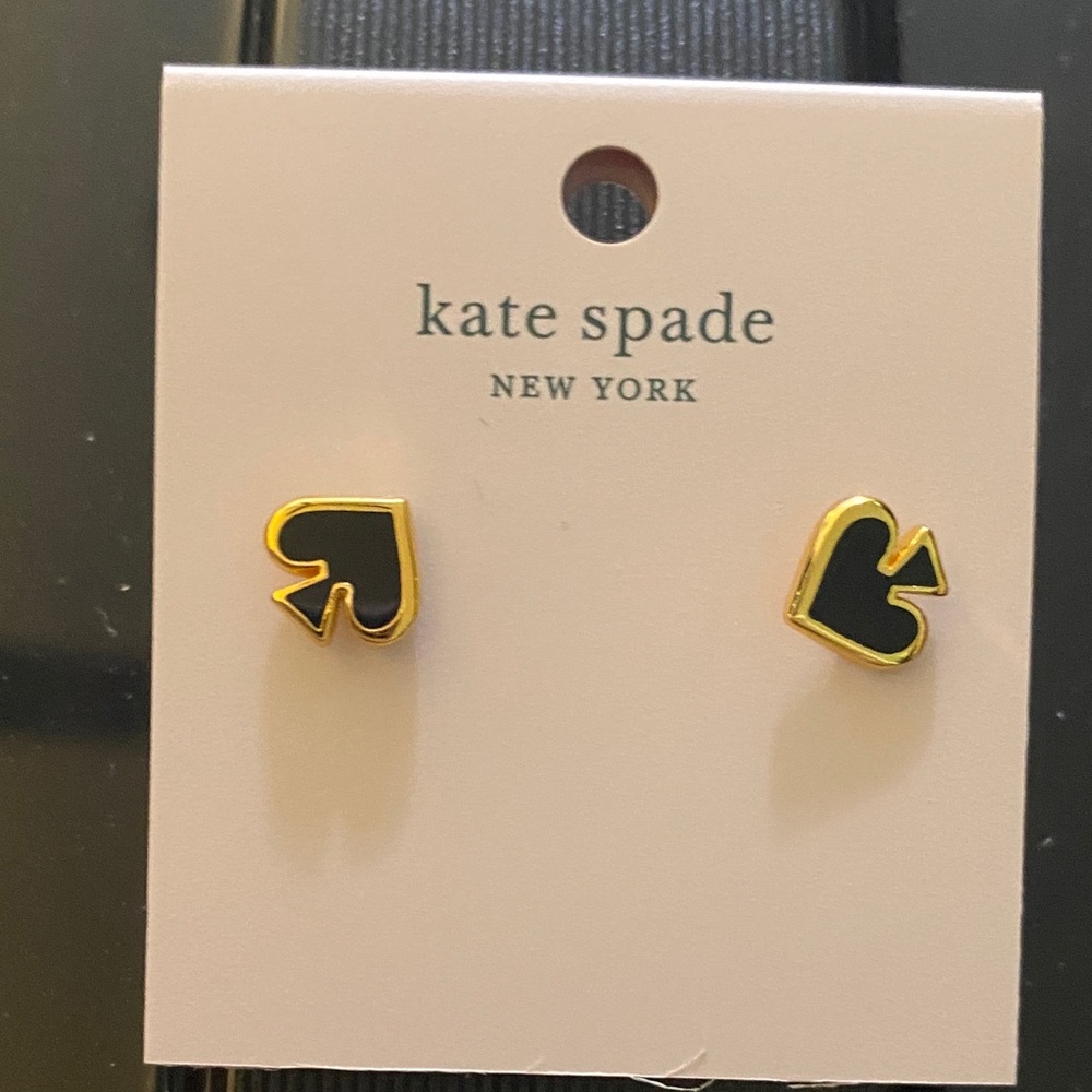 Kate Spade Black and Gold He Classic Spade Earrings